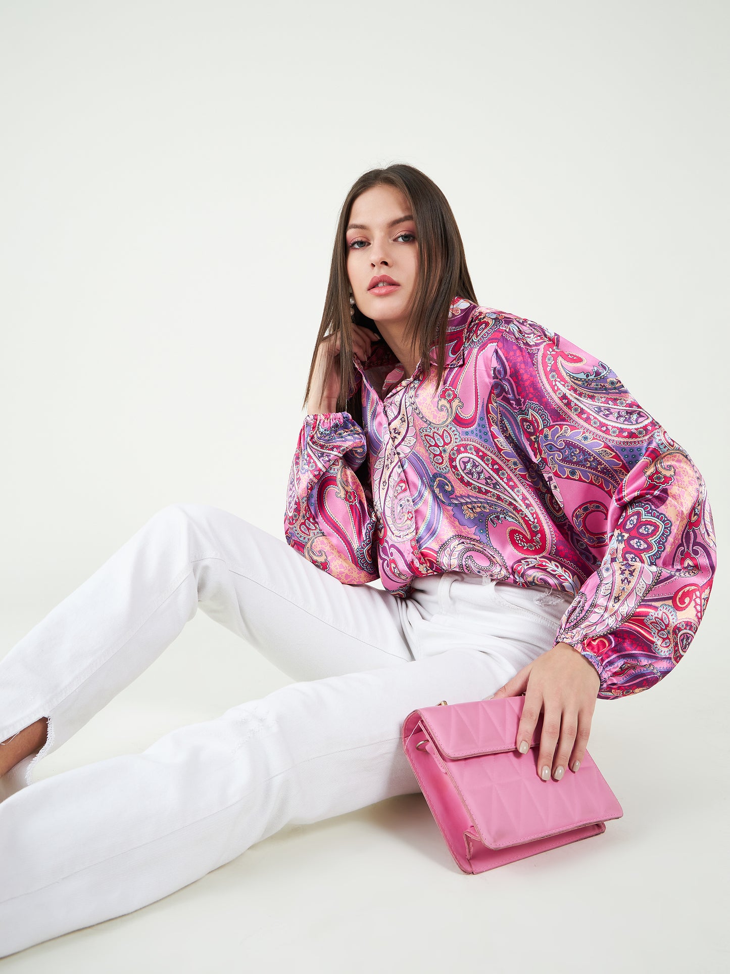 Satin Paisley print shirt
