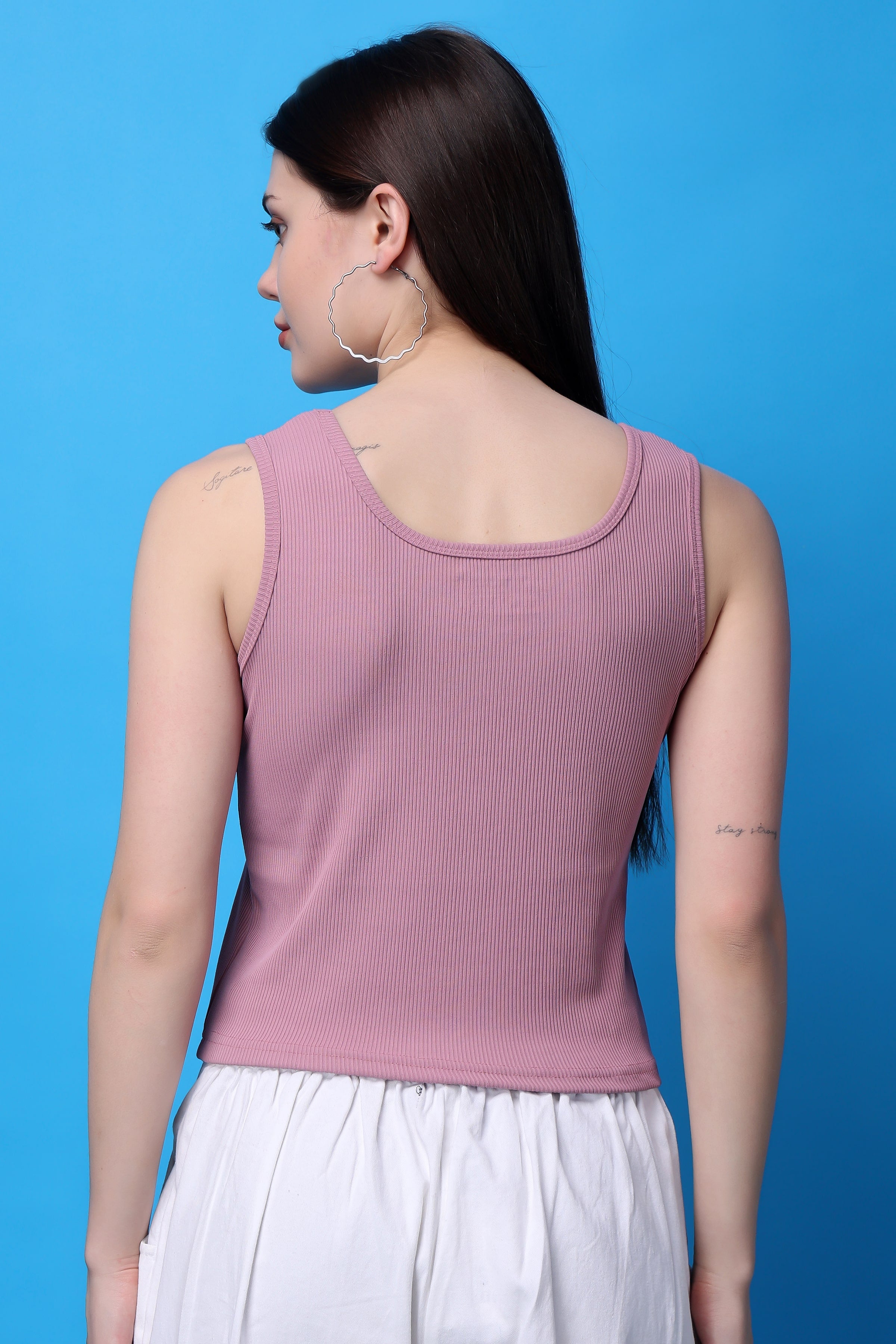 Pink Sleeveless Solid Cotton Top