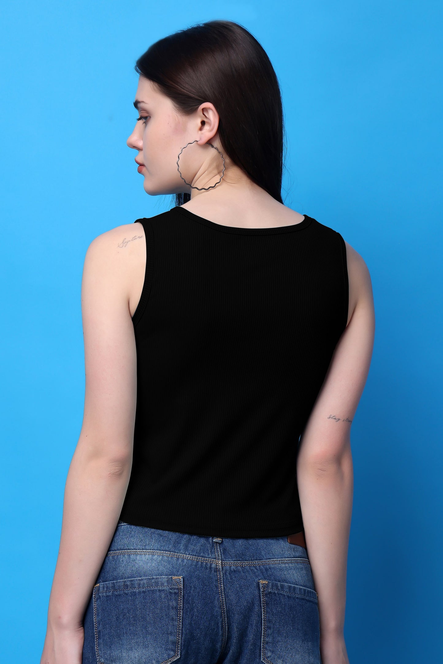 Black Cotton Crop Top