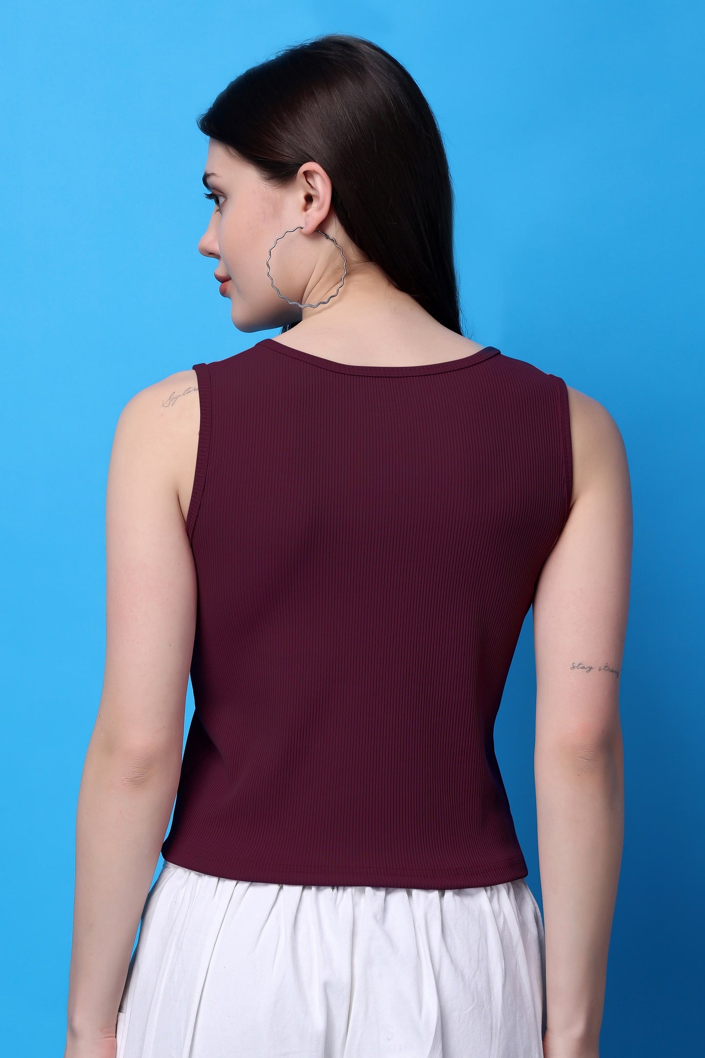 Burgundy Cotton Crop Top
