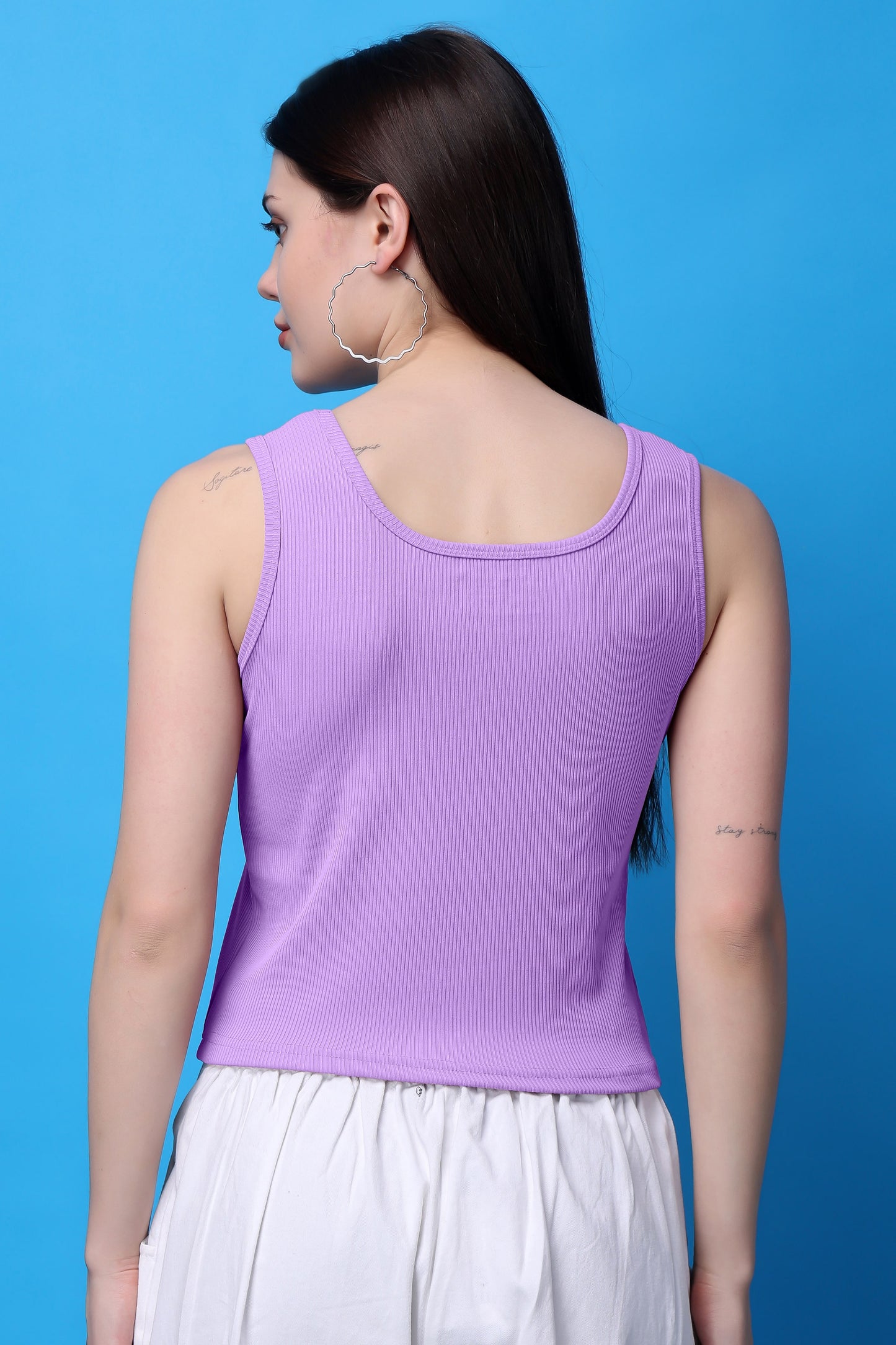 Lavender Sleeveless Solid Cotton Top