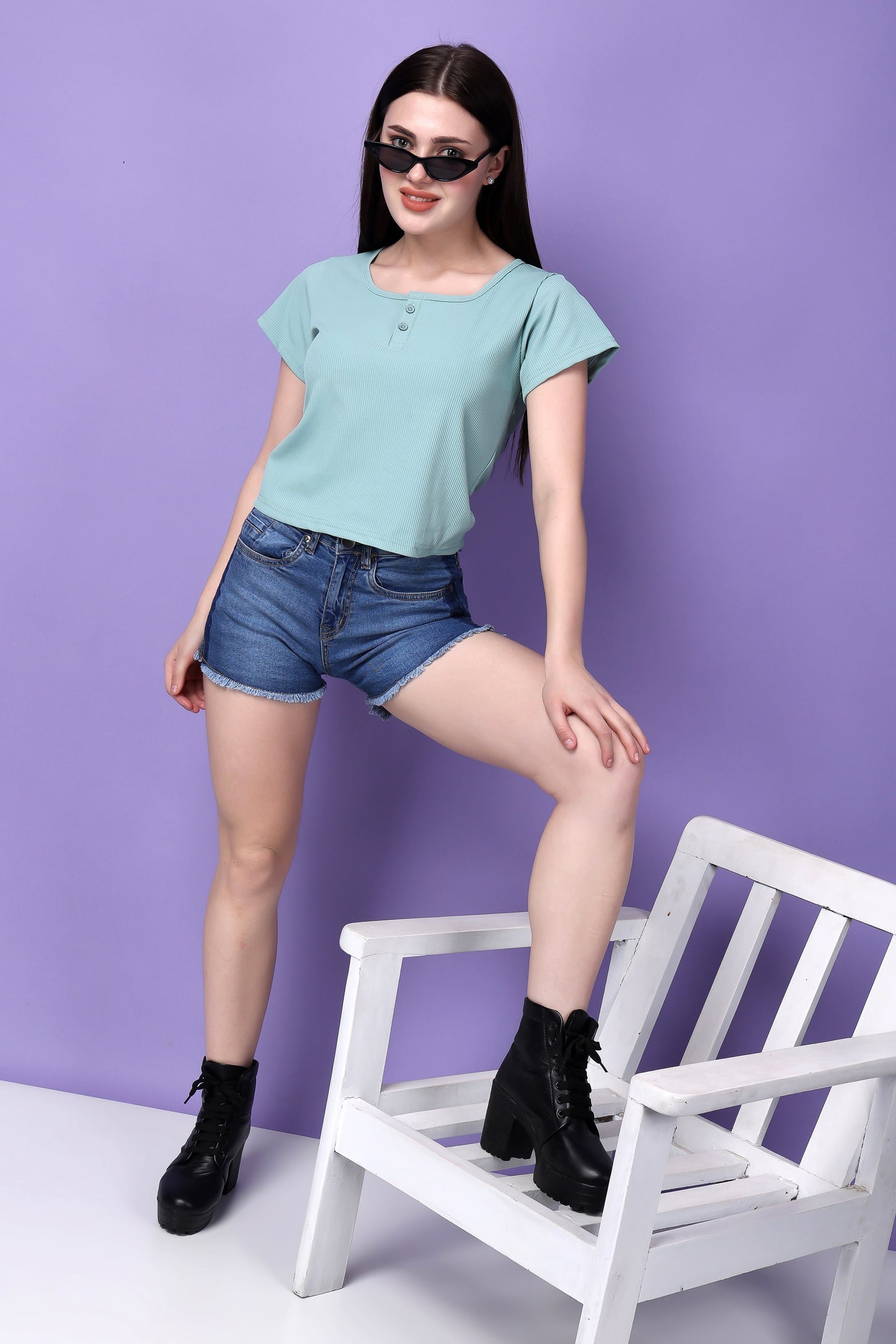 Mint Green Solid Cotton Top