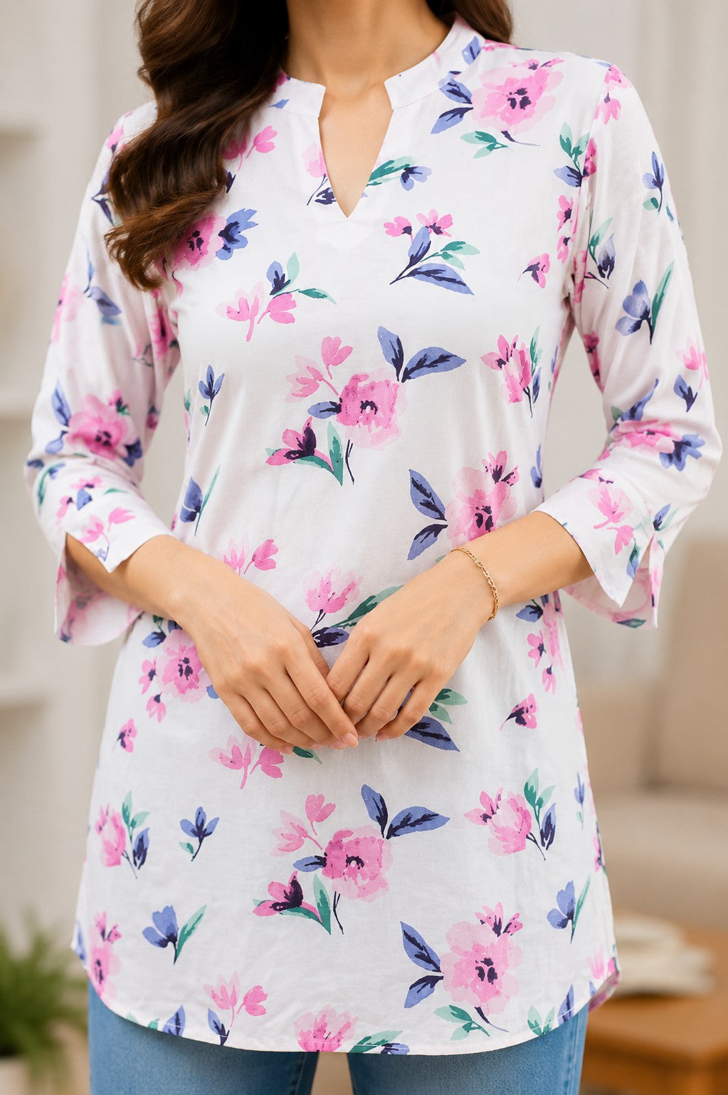 Women's Cotton Floral Print Tunic