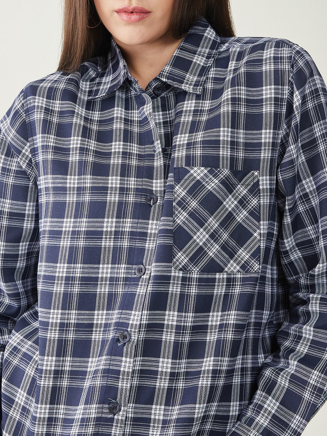 Check Long Sleeves Boyfriend Shirt