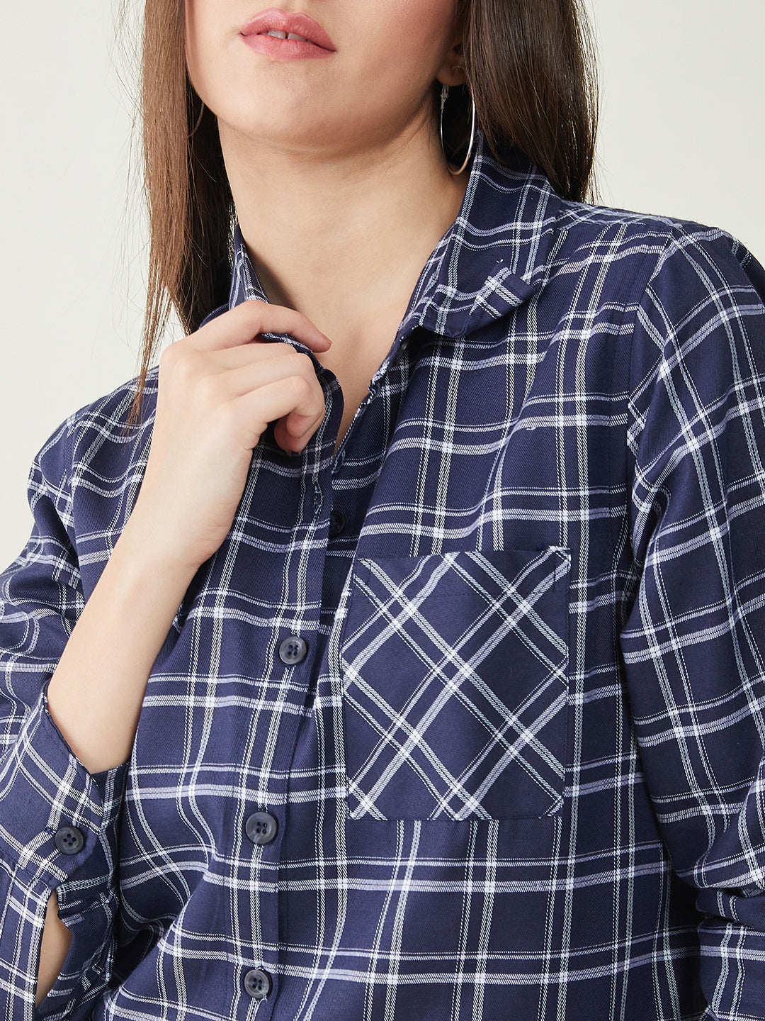 oversize blue check shirt