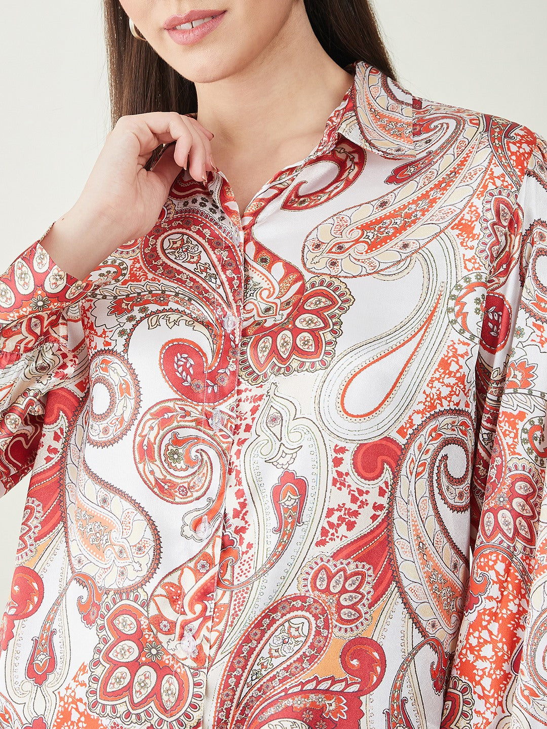 off white satin shirt