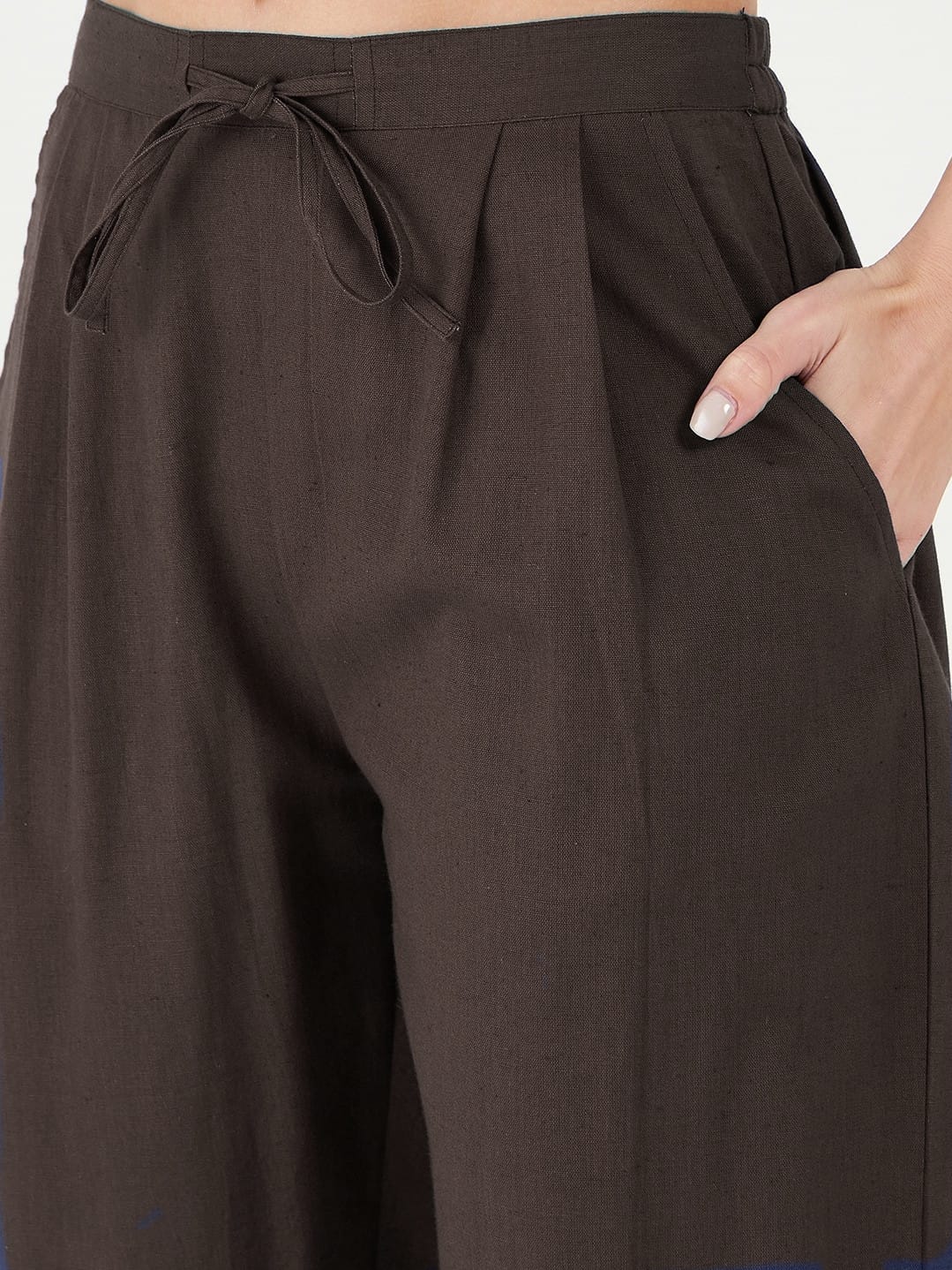 Women’s Dark Coffee Brown Pintuck Cotton Kurta Set