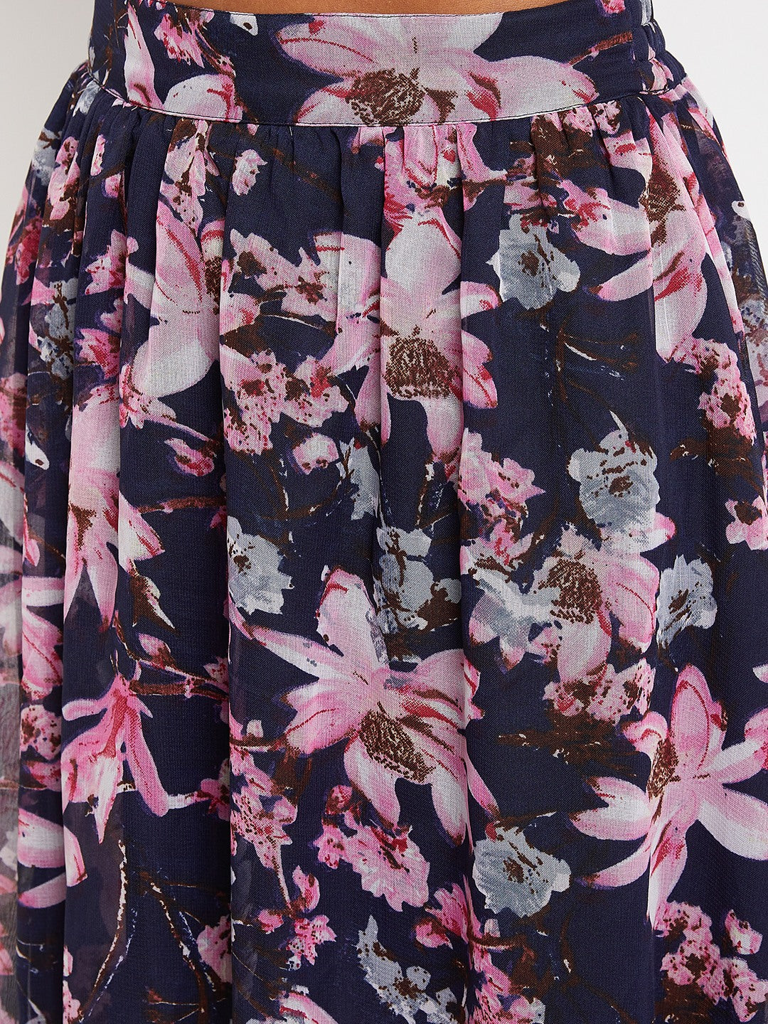 Floral Printed Flared Maxi Skirt