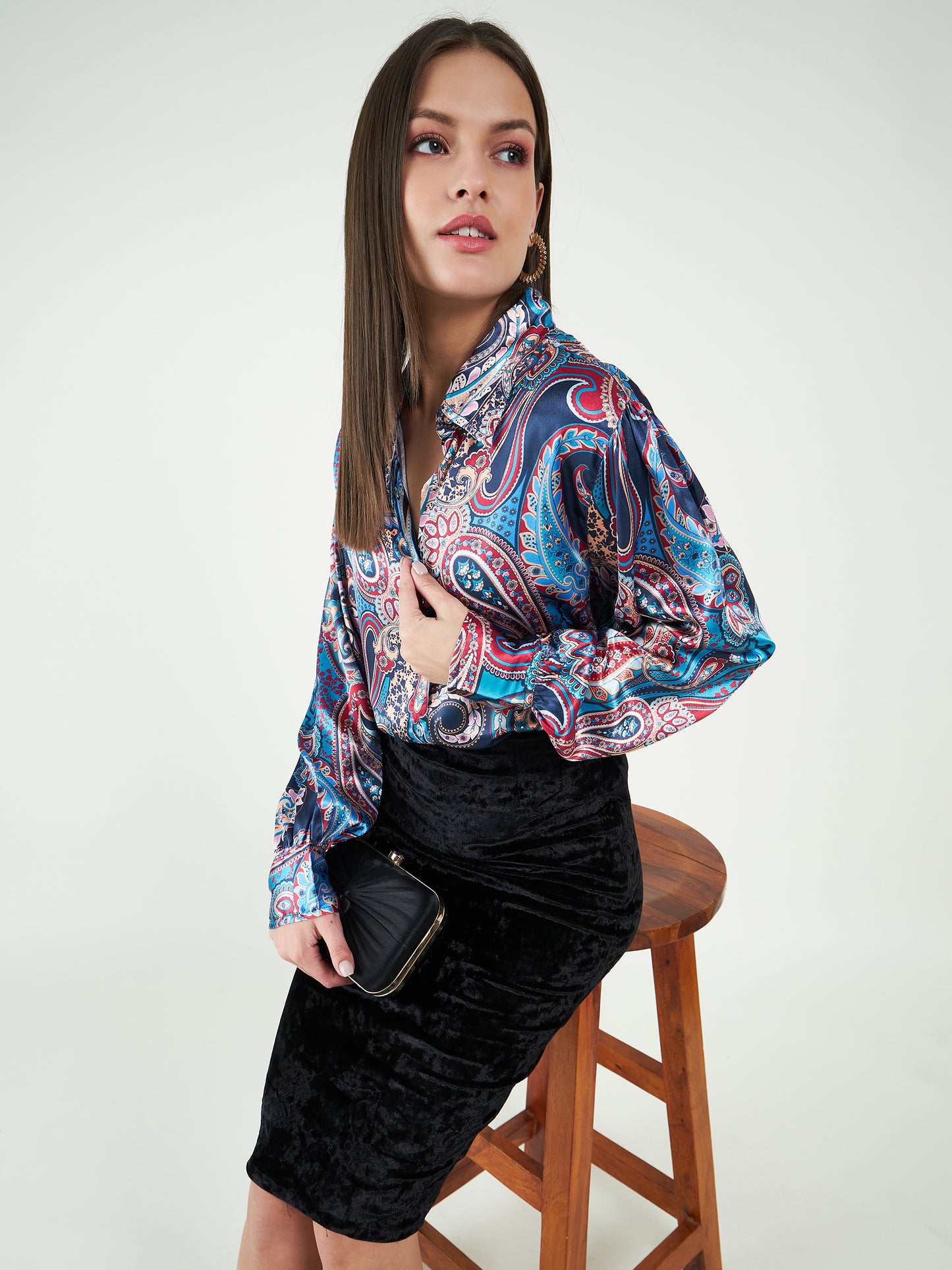 Satin Paisley print shirt