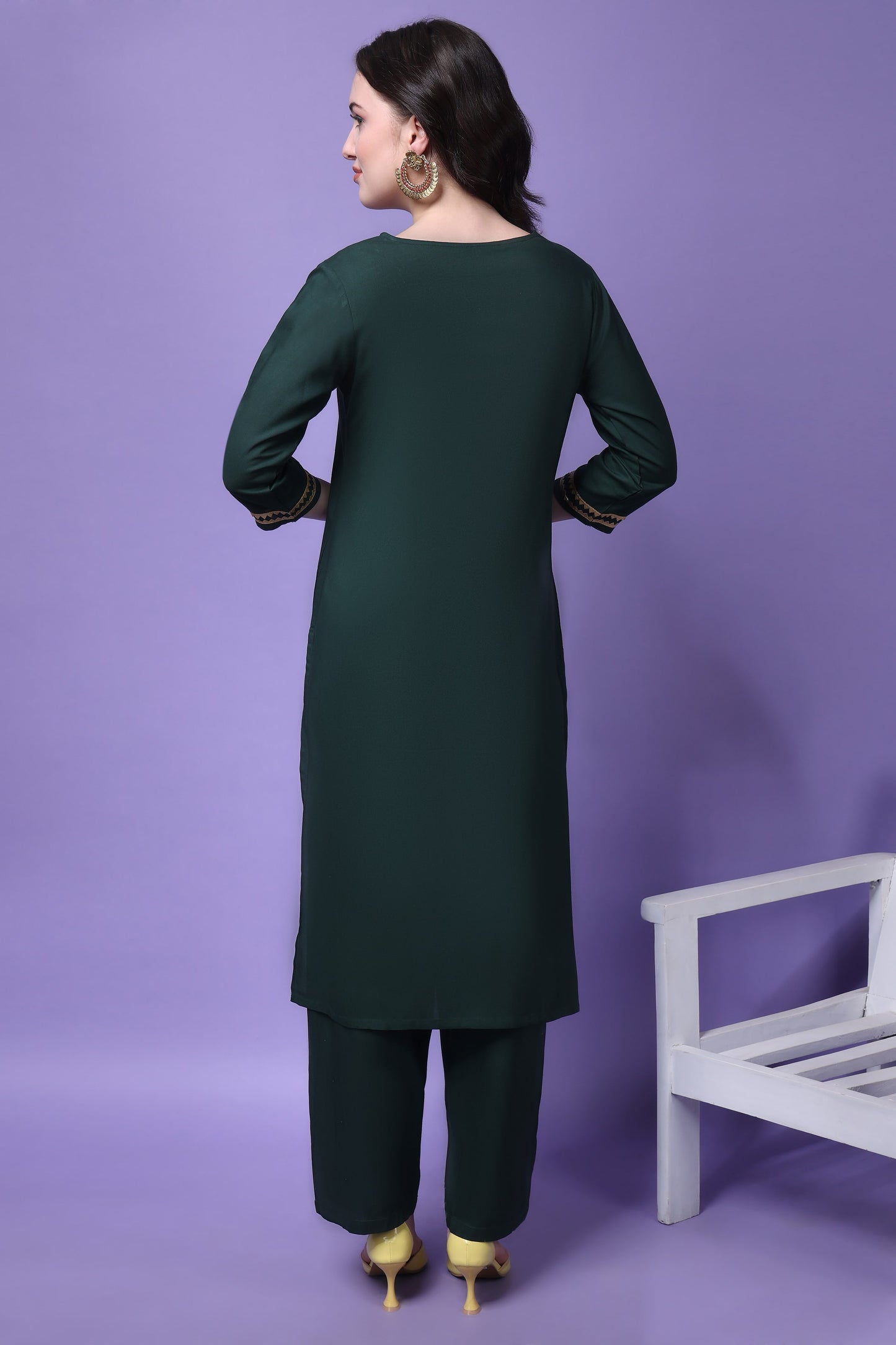 Ethnic Motifs Embroidered Yoke Design Kurta With Trousers