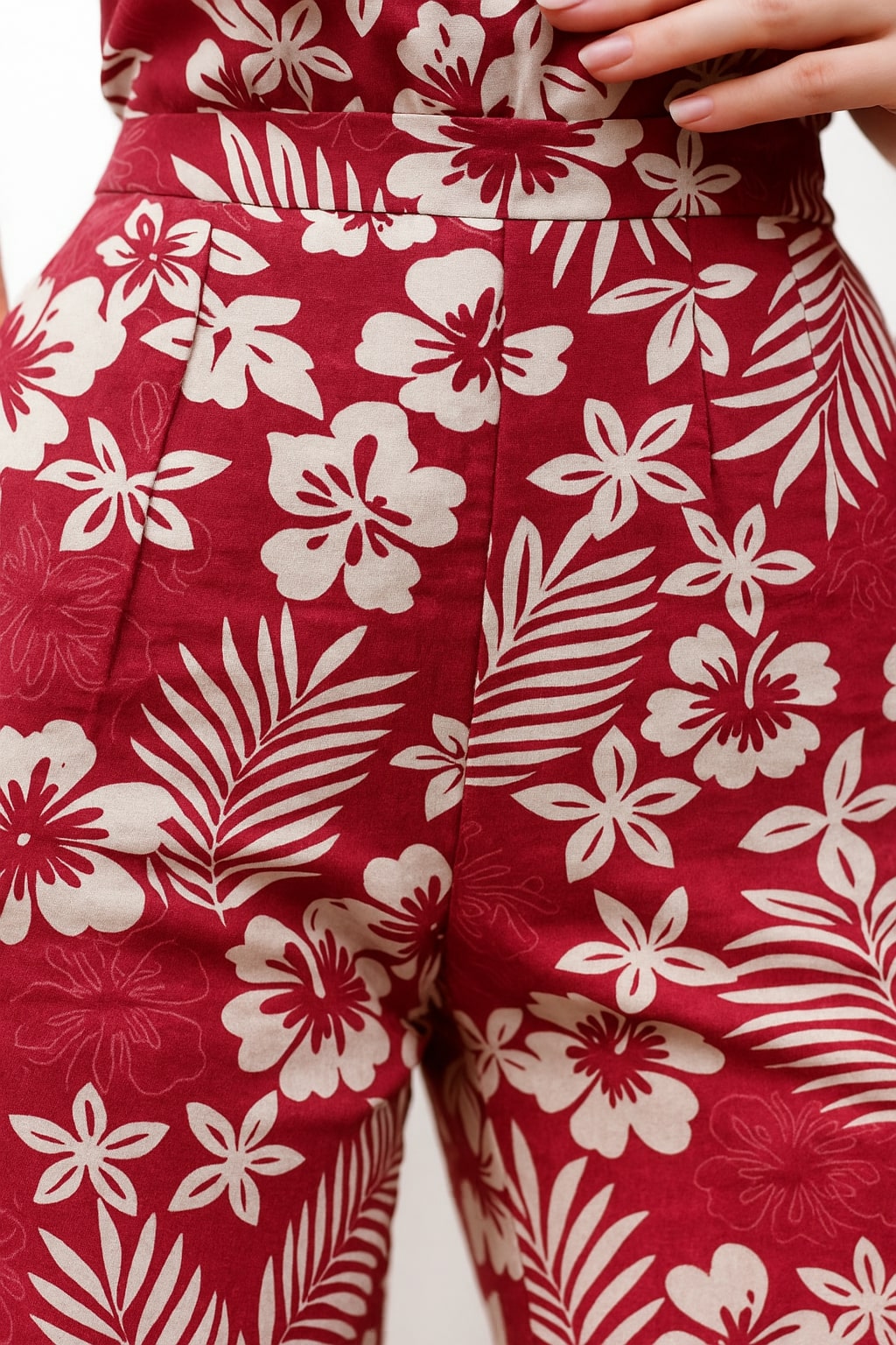 Women's Cotton Notch Collar Top With Trouser Set