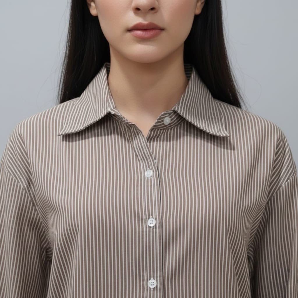 Women's Cotton Stripe Oversize High Low Shirt