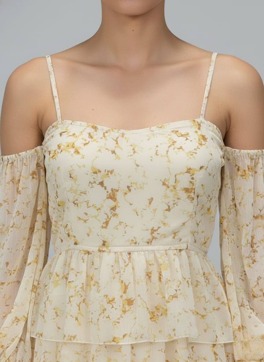 Women’s Off-Shoulder Tiered Floral A-Line Dress