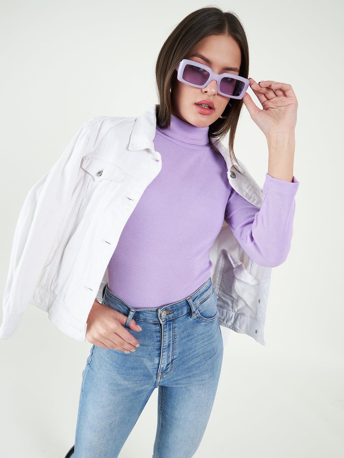 High Neck Cotton Fitted Top