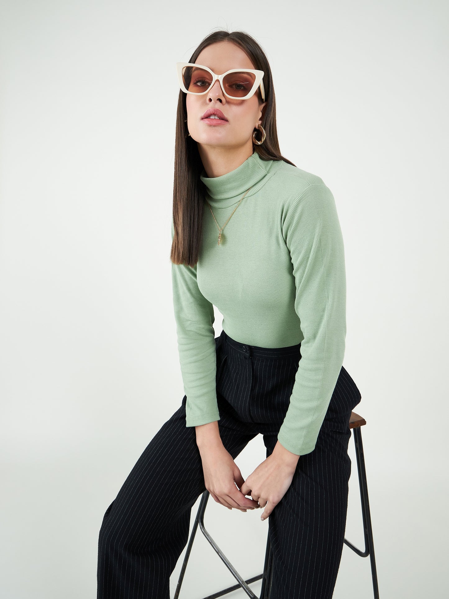 Turtle Neck Cotton Fitted Top