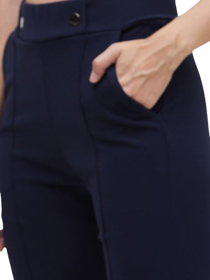 Navy Blue Boot Cut Solid Trouser