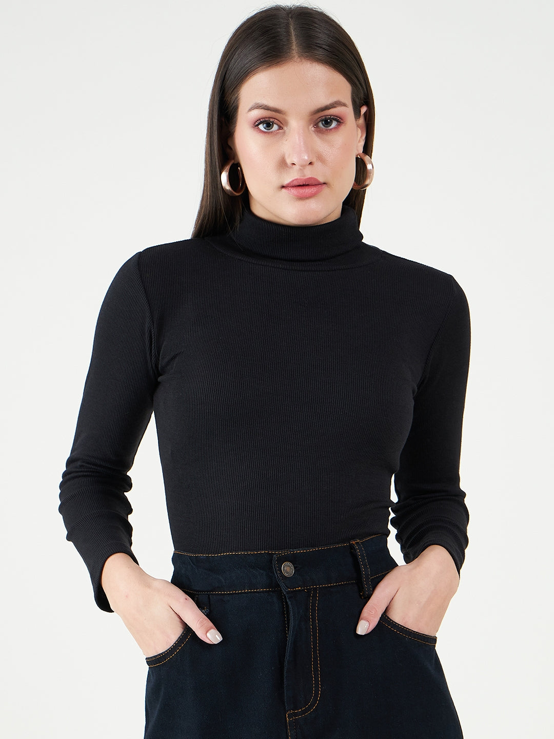 Turtle Neck Cotton Fitted Top