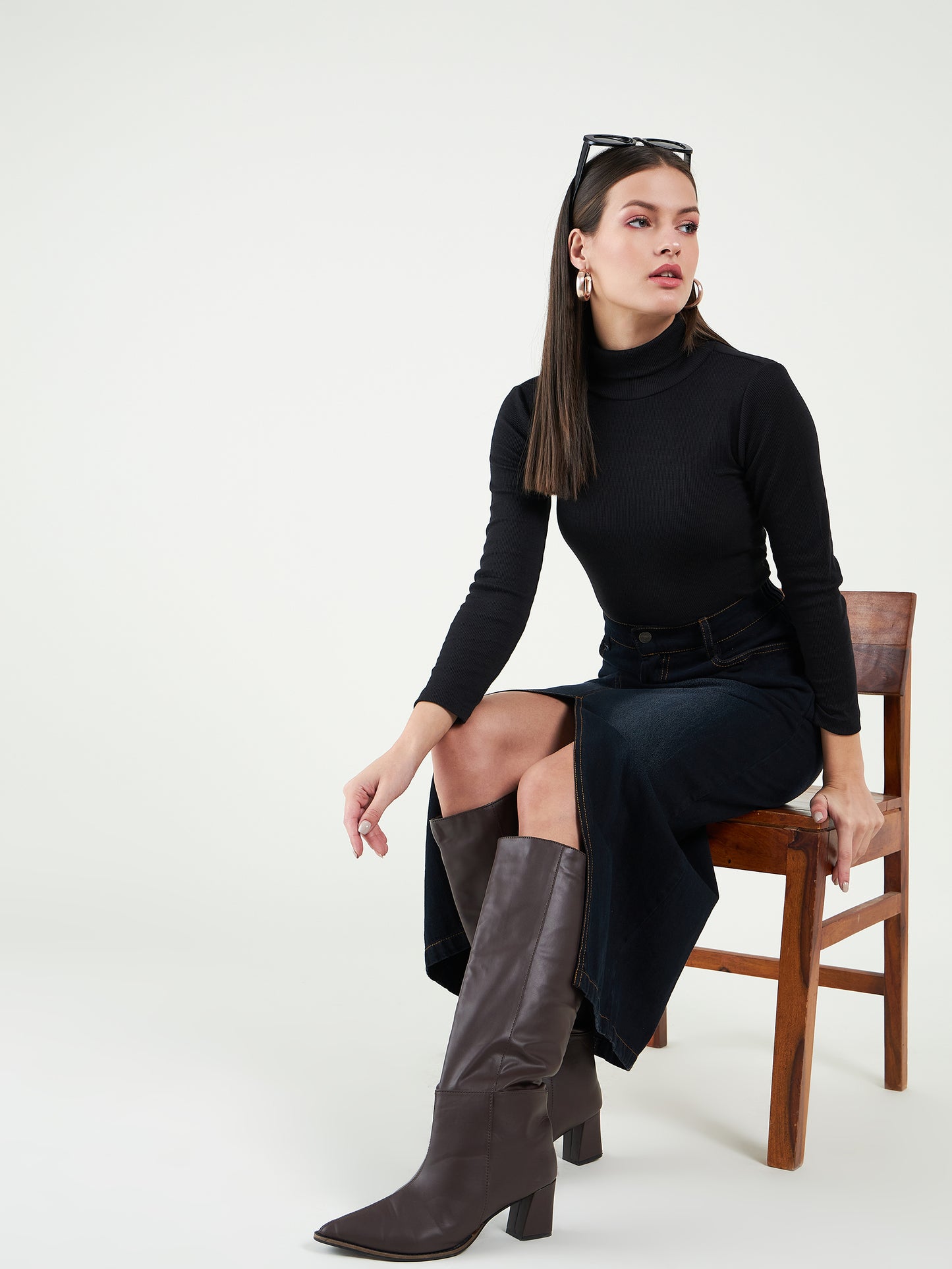 Turtle Neck Cotton Fitted Top