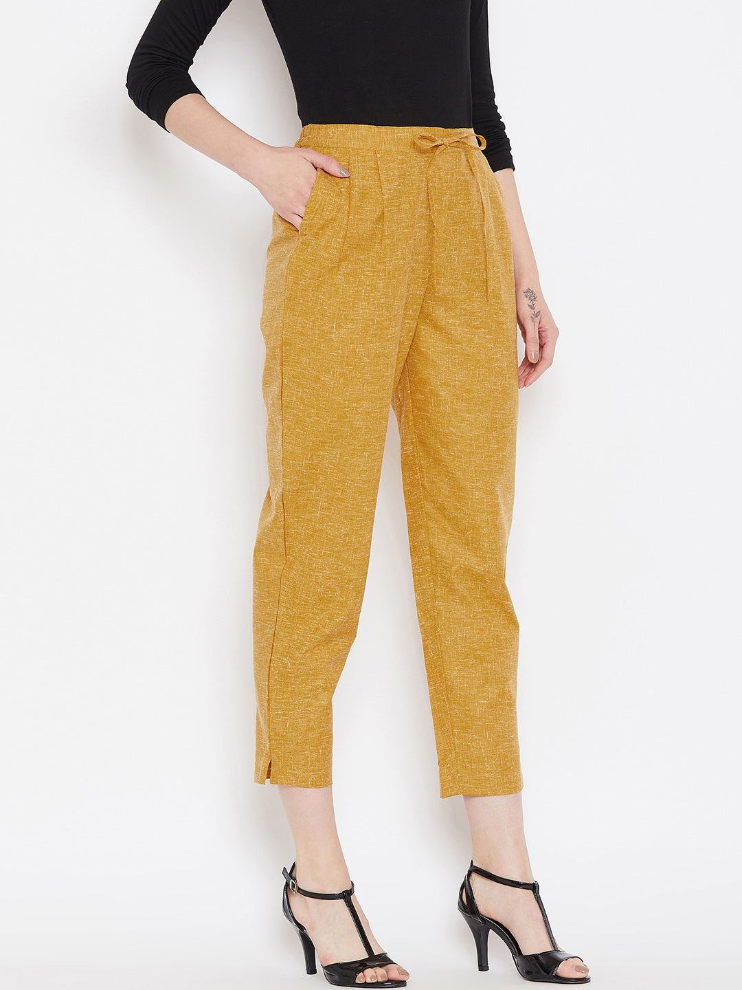 Straight Mustard Trouser(Sku-BLMD1914).