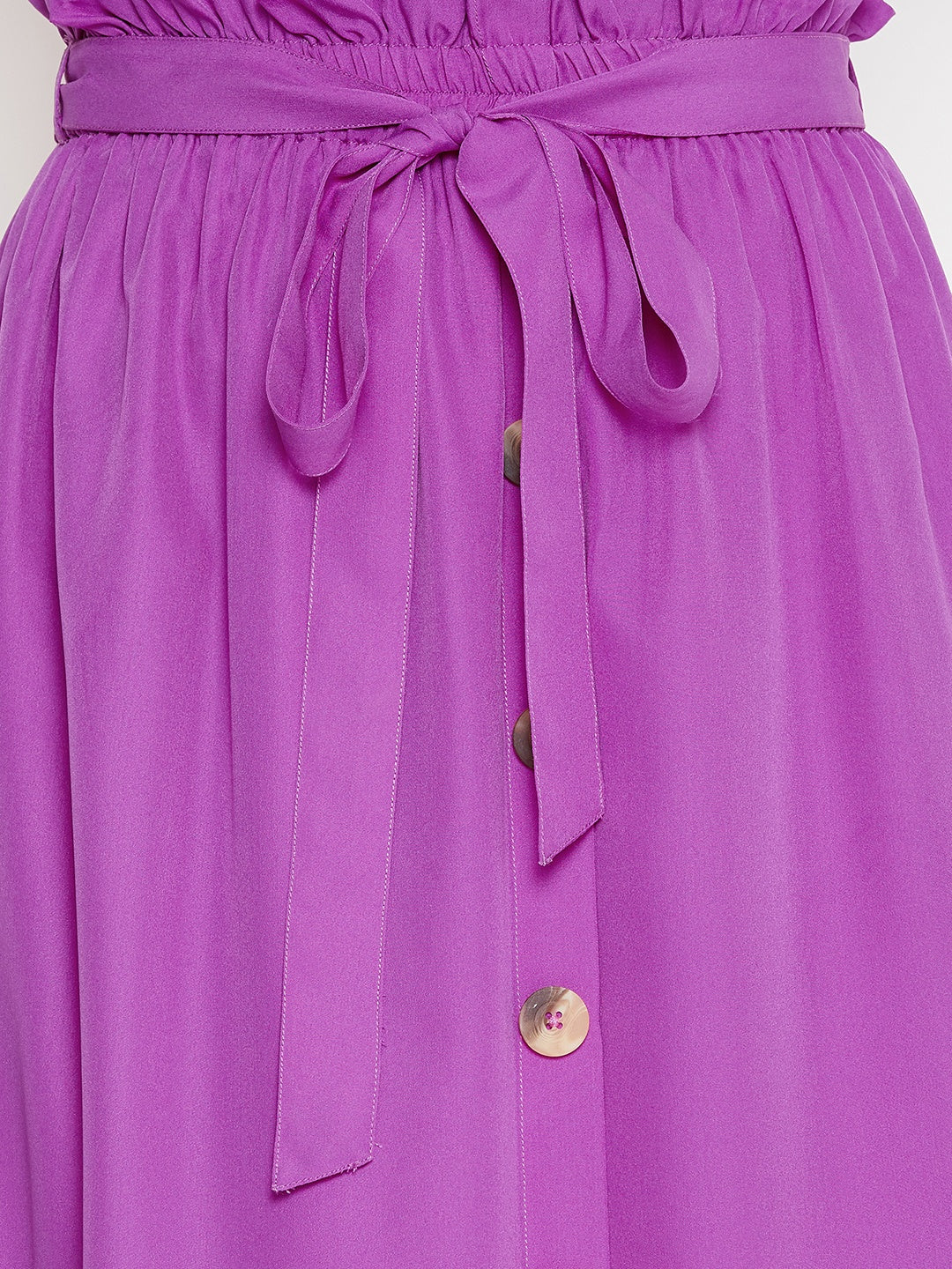 V-Neck Top & Front Button Skirt Set.