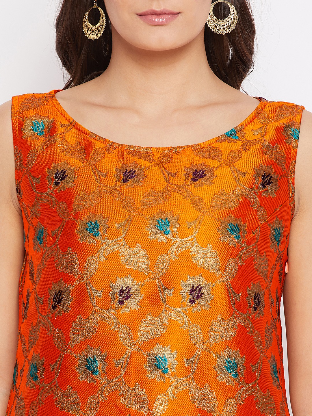 Orange Raw Silk Kurta Palazzo's and Dupatta Set