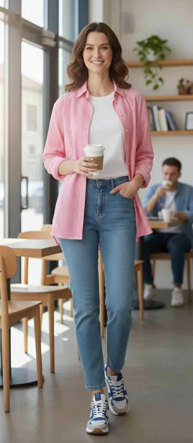 Check Long Sleeves Boyfriend Shirt
