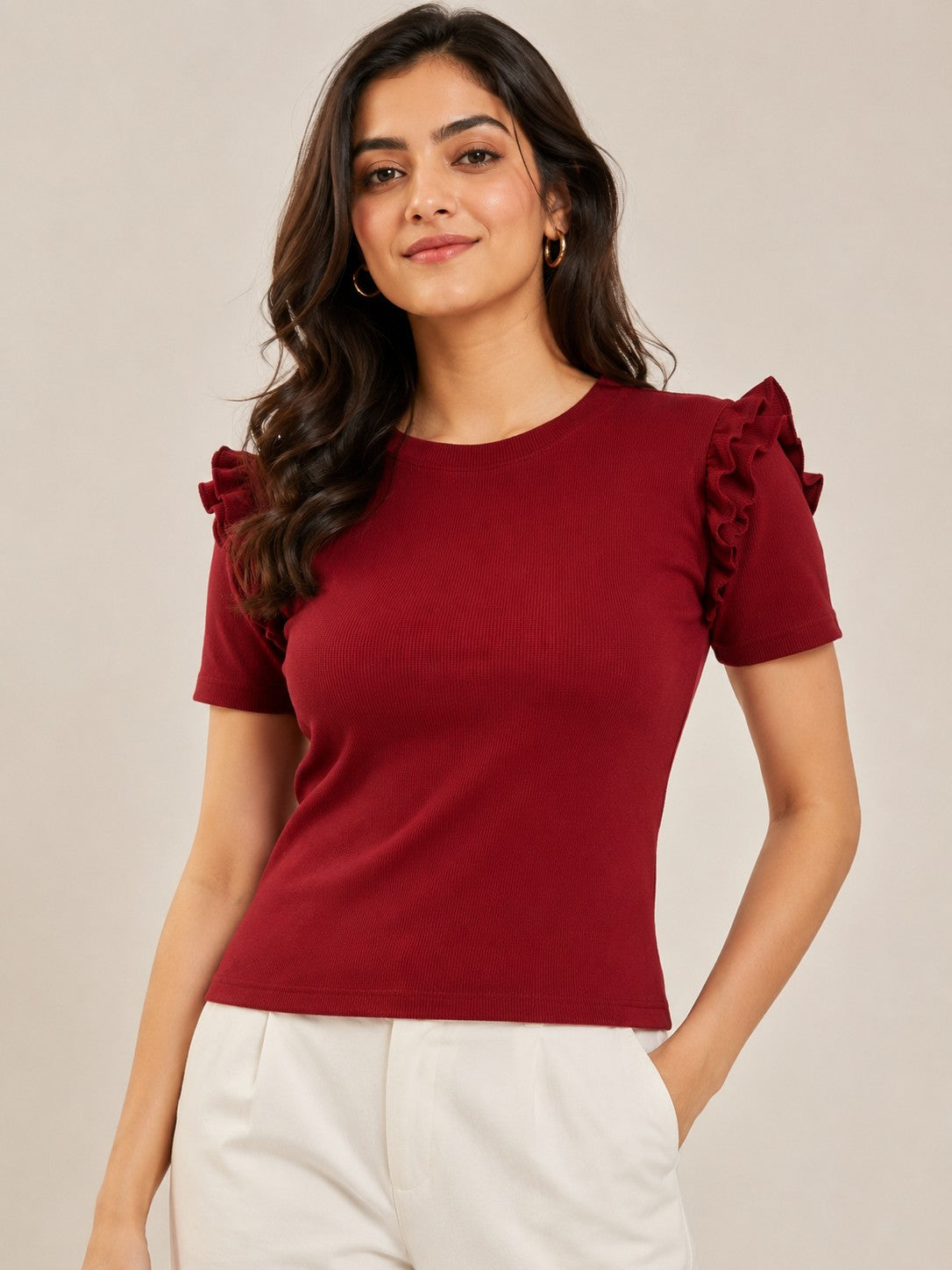 Black & Maroon Cotton Crop Top Combo