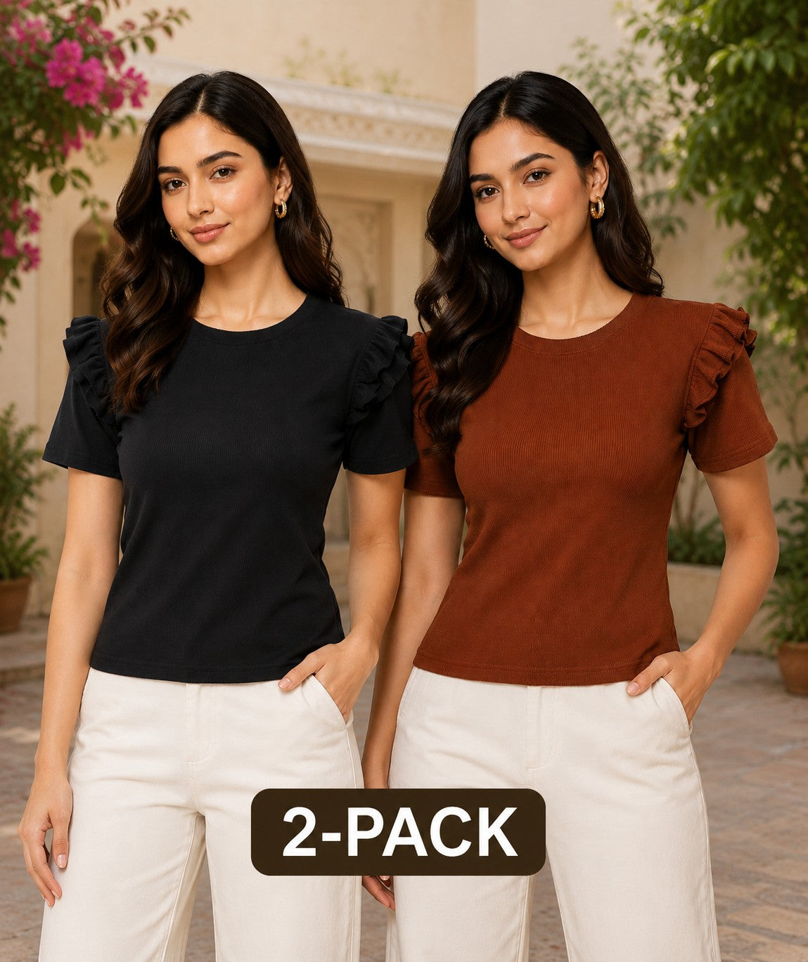 Black & Brown Cotton Crop Top Combo