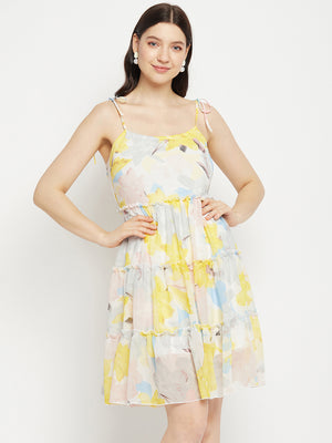 Floral Printed Georgette Fit & Flare Dress