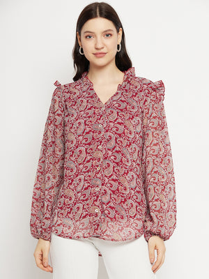 Paisley Printed Smart Opaque Georgette Casual Shirt