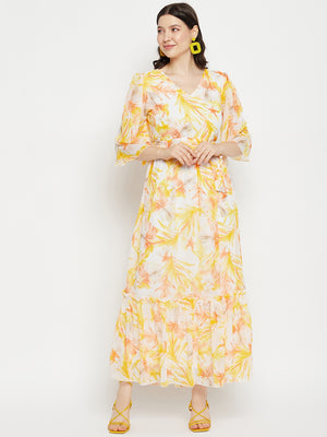 Tropical Printed Georgette Maxi Dress