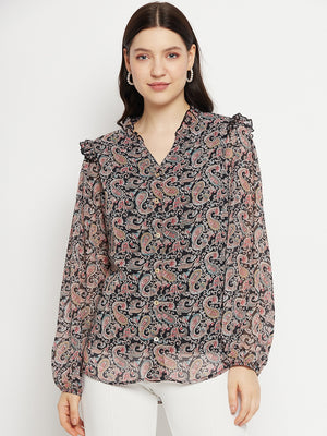 Paisley Printed Smart Opaque Georgette Casual Shirt