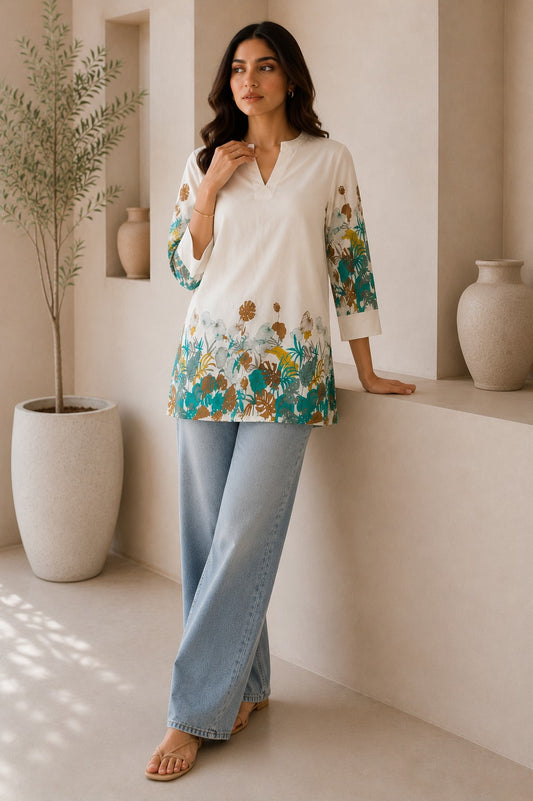 Women's Cotton Floral Print Tunic