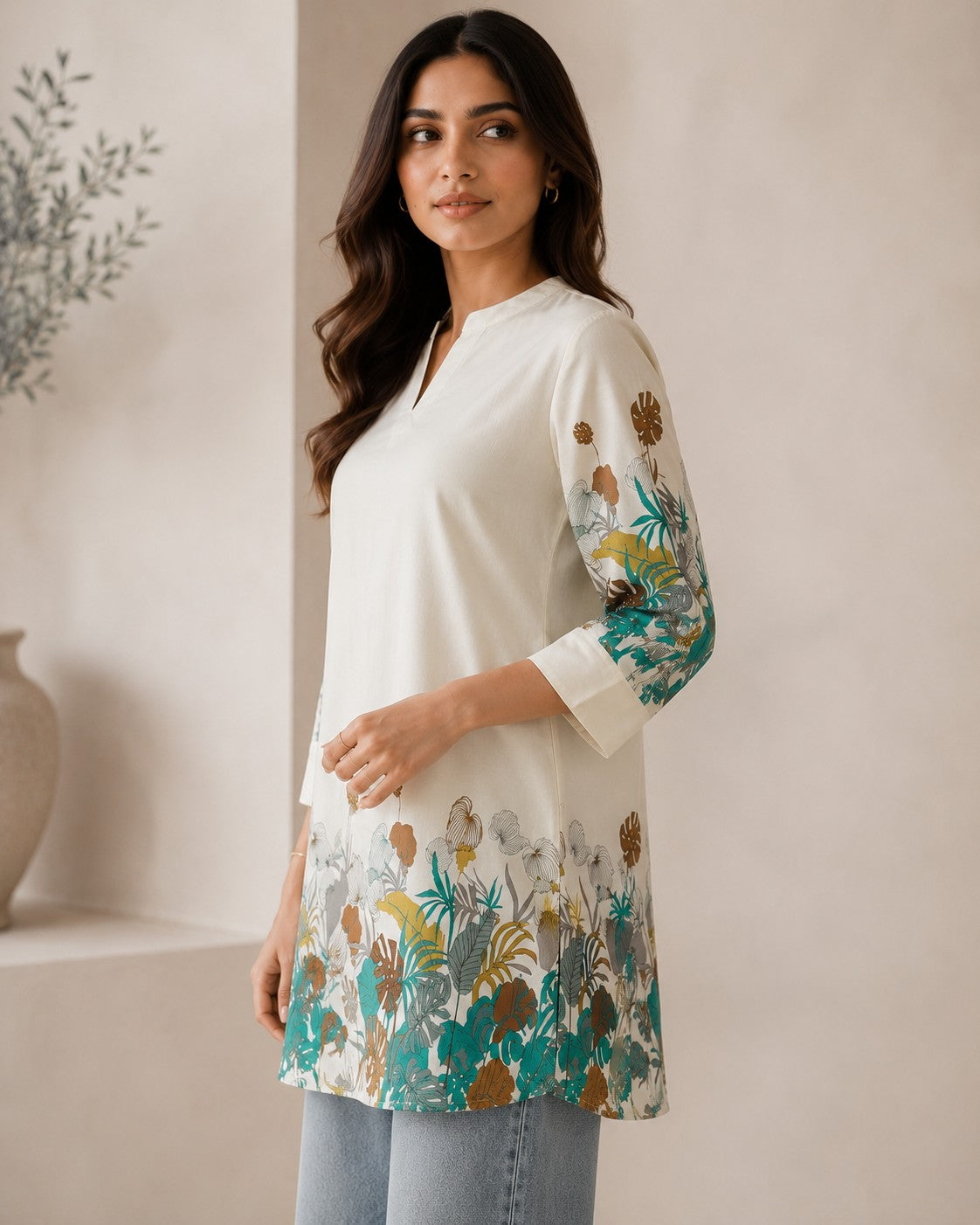 Women's Cotton Floral Print Tunic