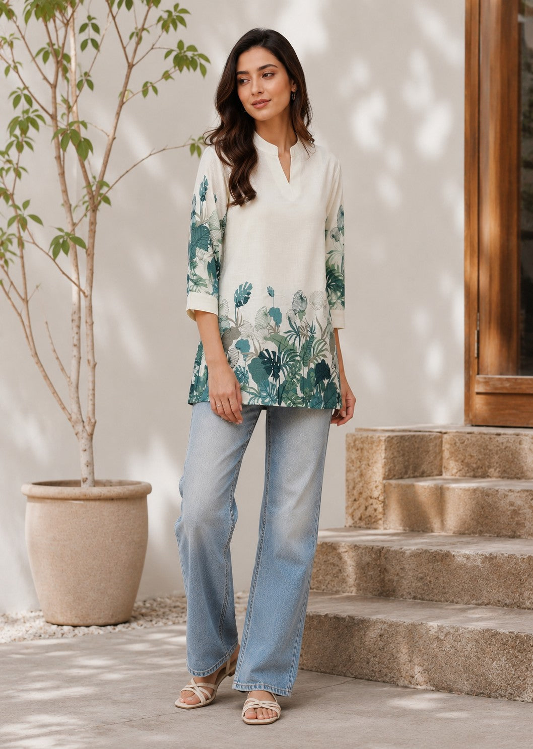 Women's Cotton Floral Print Tunic