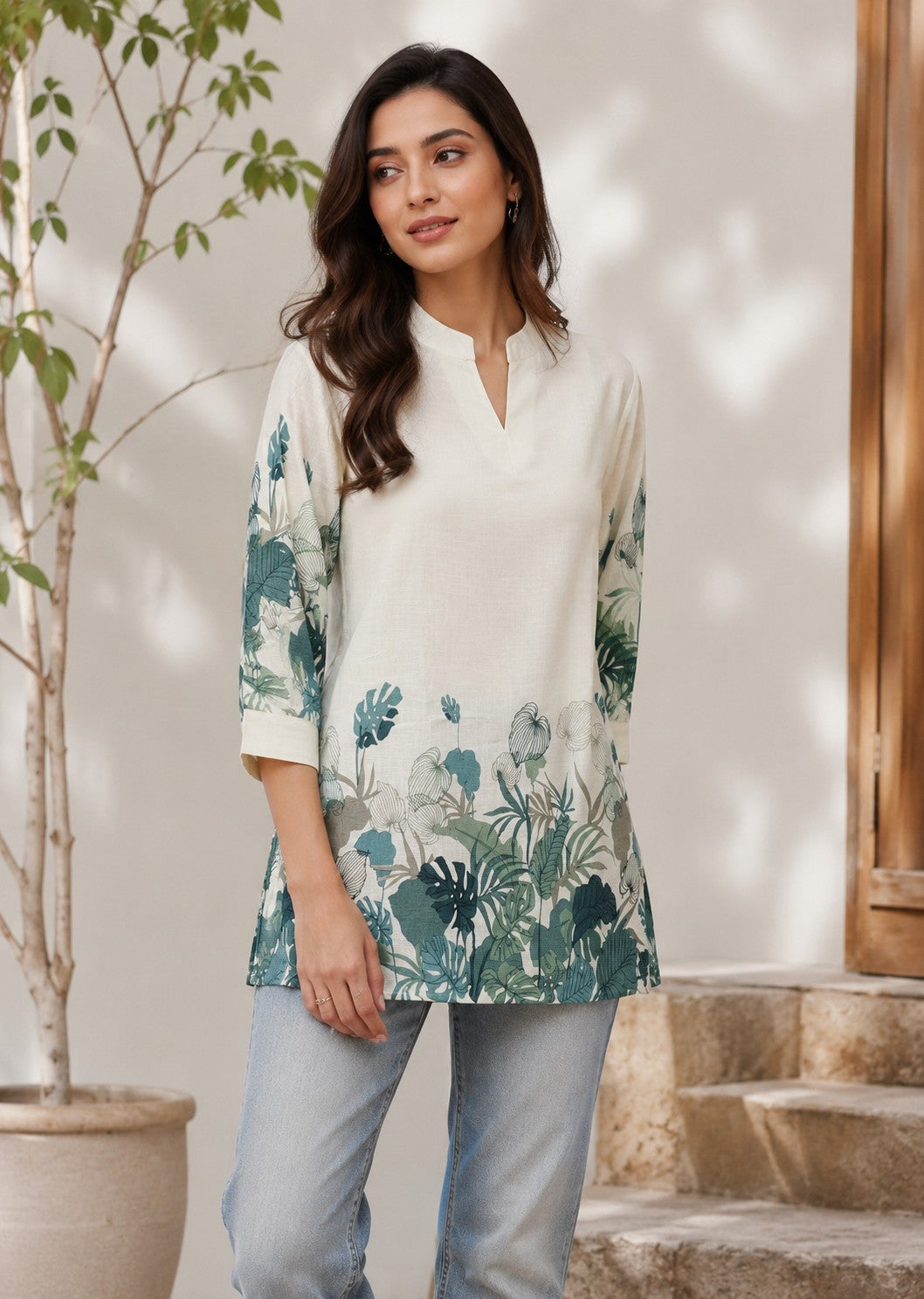 Women's Cotton Floral Print Tunic
