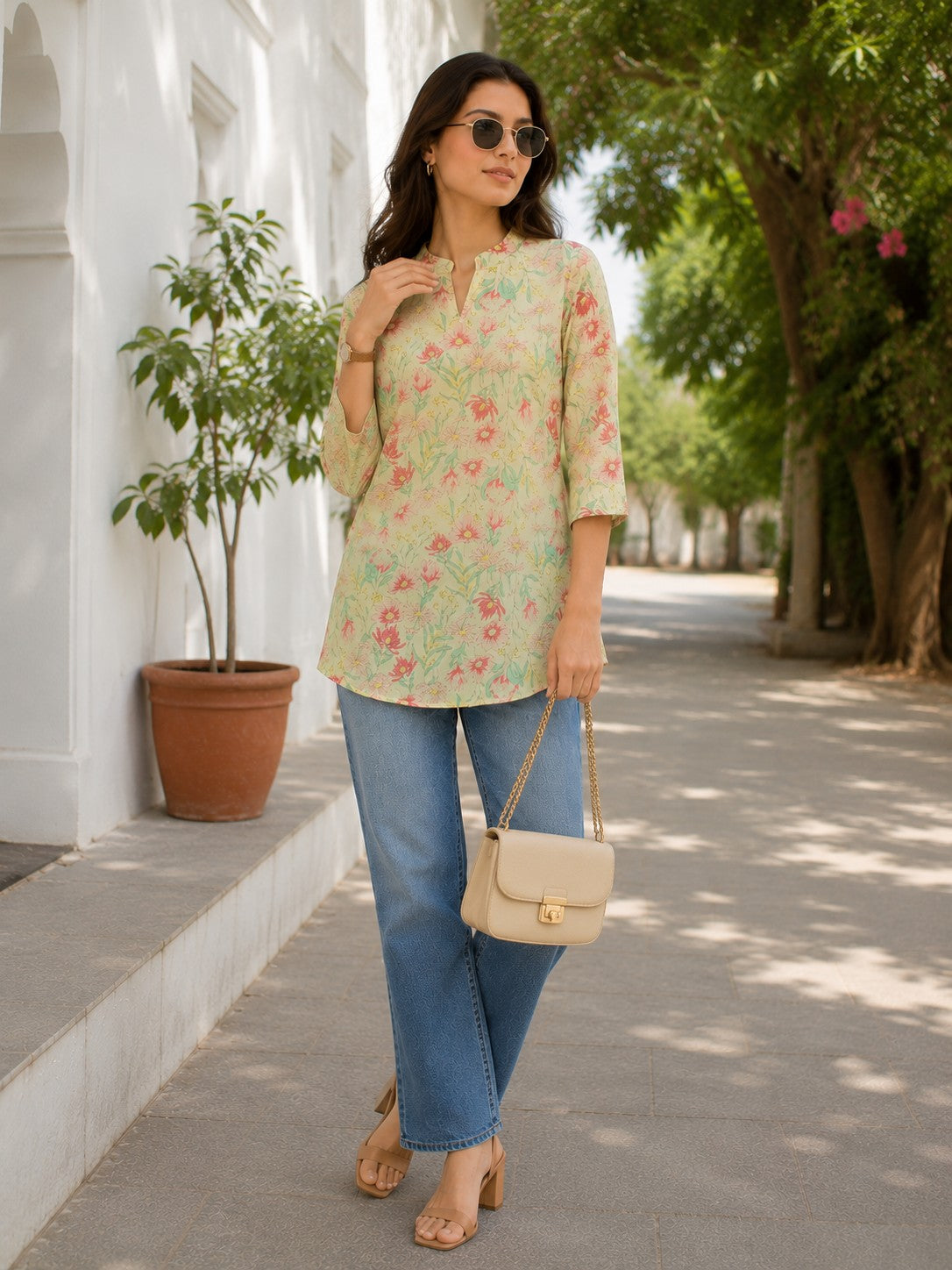 Women's Cotton Floral Print Tunic