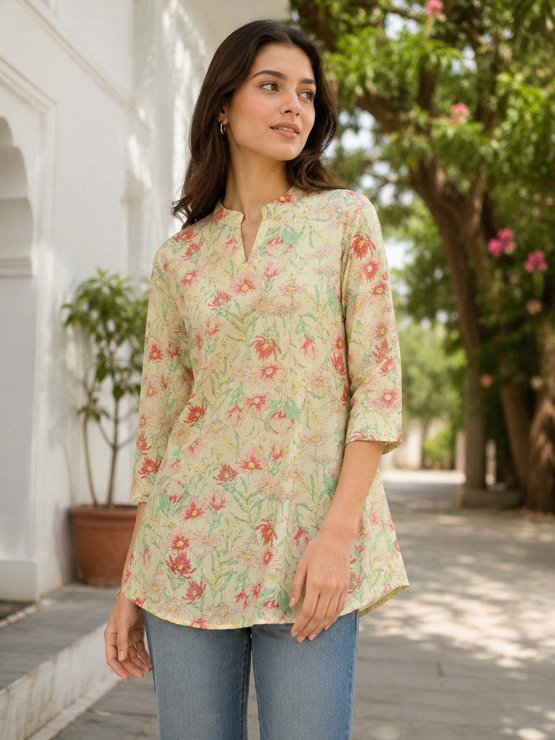 Women's Cotton Floral Print Tunic