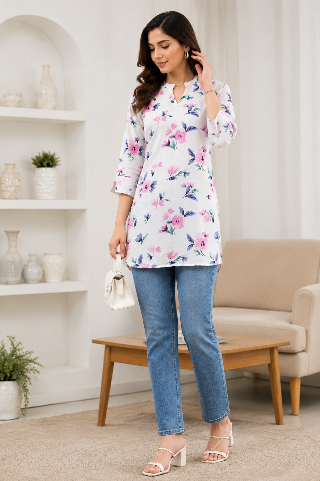 Women's Cotton Floral Print Tunic
