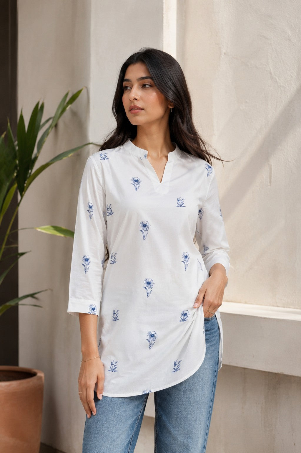 Women's Cotton Floral Print Tunic