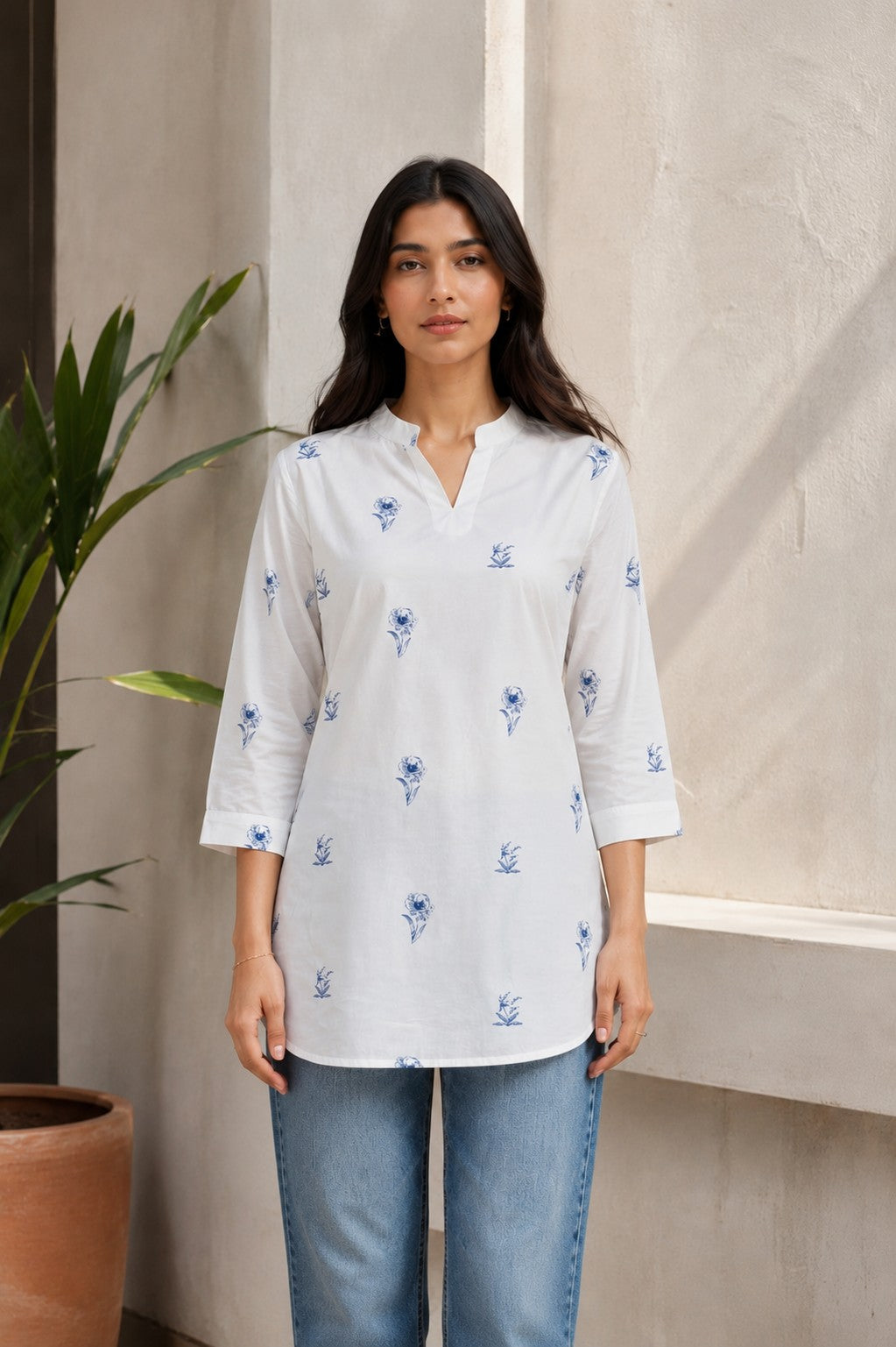 Women's Cotton Floral Print Tunic