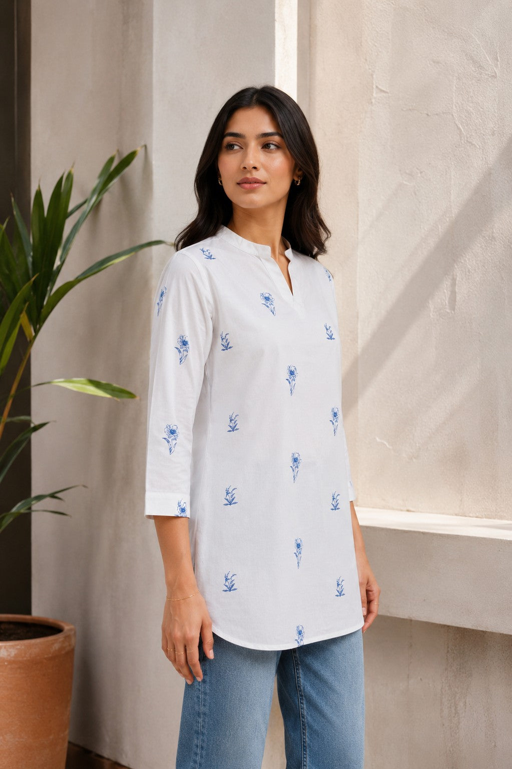 Women's Cotton Floral Print Tunic