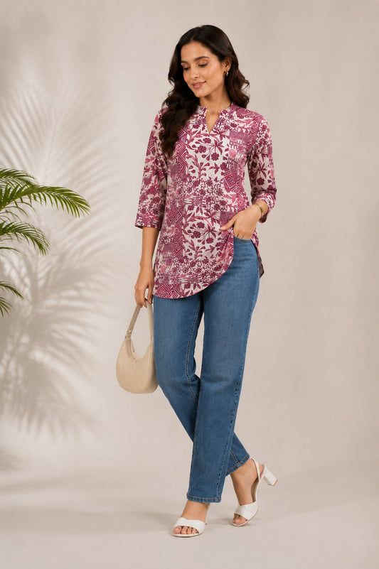 Women's Cotton Floral Print Tunic