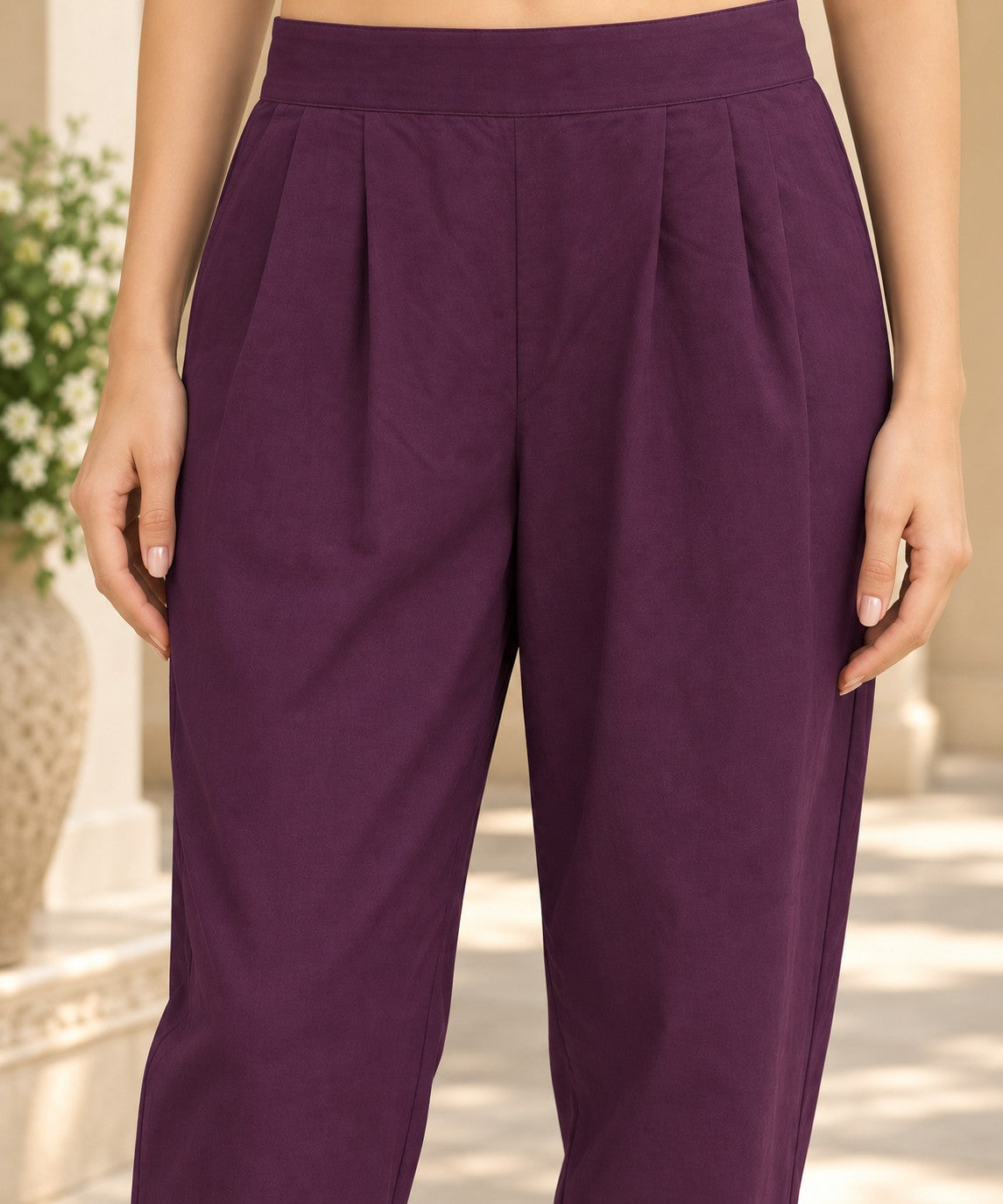 Women Solid Cotton Triple V Neck Kurta Set