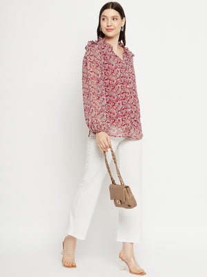 Paisley Printed Smart Opaque Georgette Casual Shirt