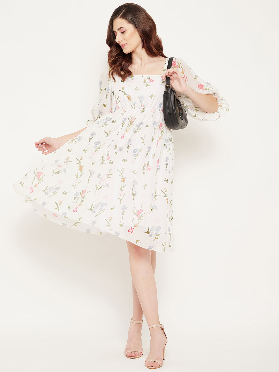 Women Fit and Flare White Dress