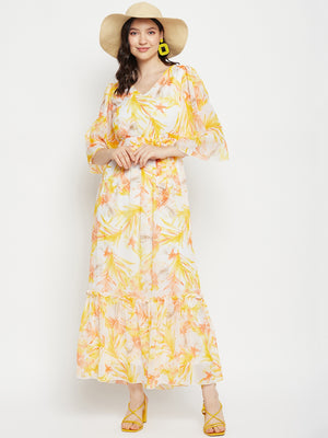 Tropical Printed Georgette Maxi Dress