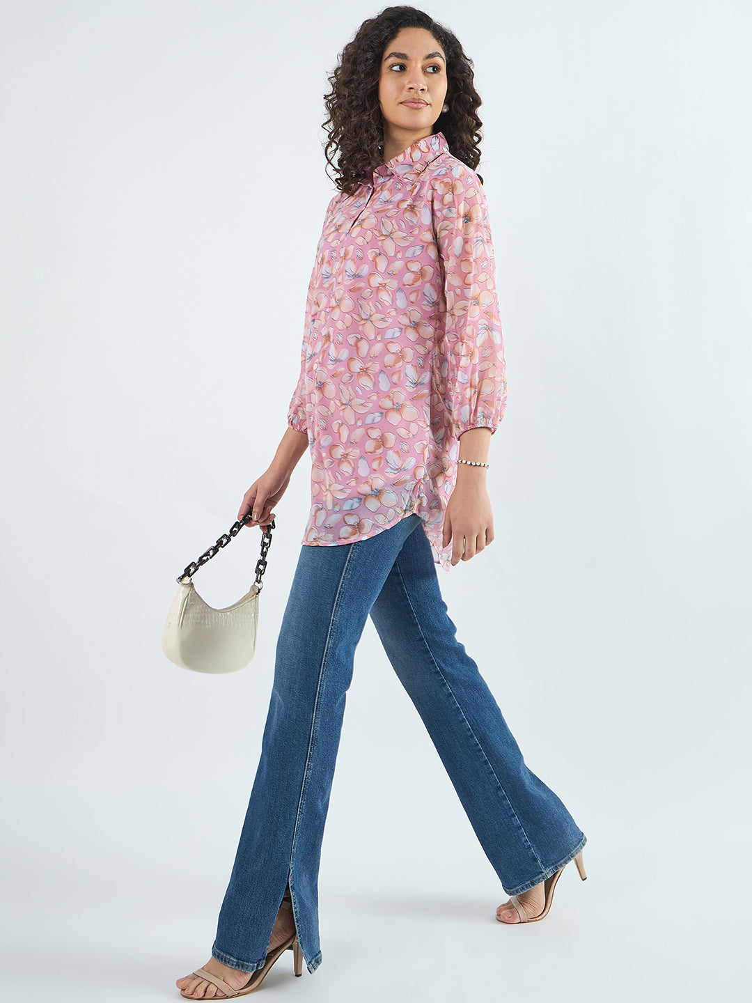 Shirt Collar Printed Tunic