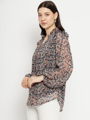 Paisley Printed Smart Opaque Georgette Casual Shirt