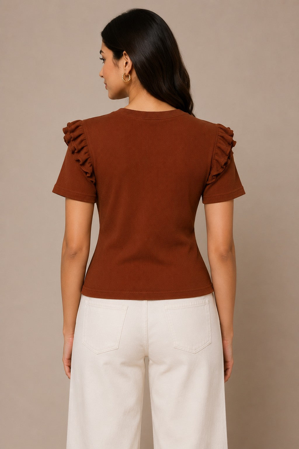 Brown & Baby Pink Cotton Crop Top Combo